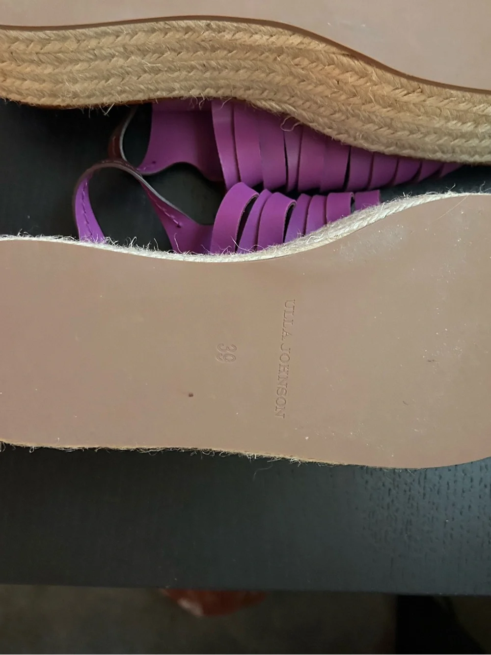 ULLA JOHNSON VALENCIA TWISTED CONTRAST ESPADRILLES IN BITTER CHOCOLATE PURPLE 39
